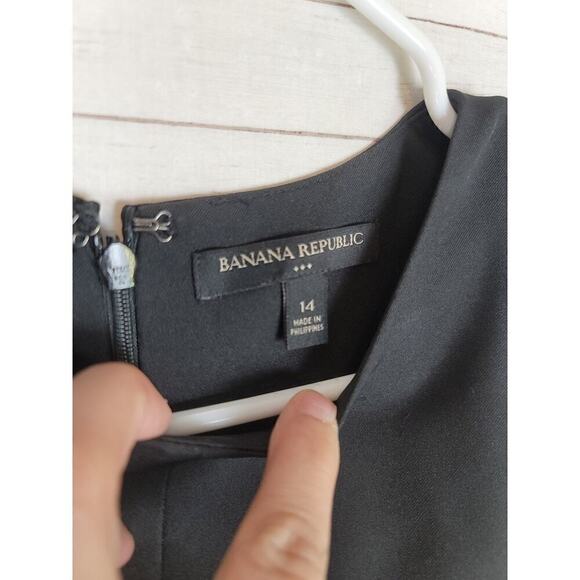 BANANA REPUBLIC SLEEVELESS BLACK BASIC WORK KNIT MIDI DRESS, SZ 14 - Picture 3 of 12